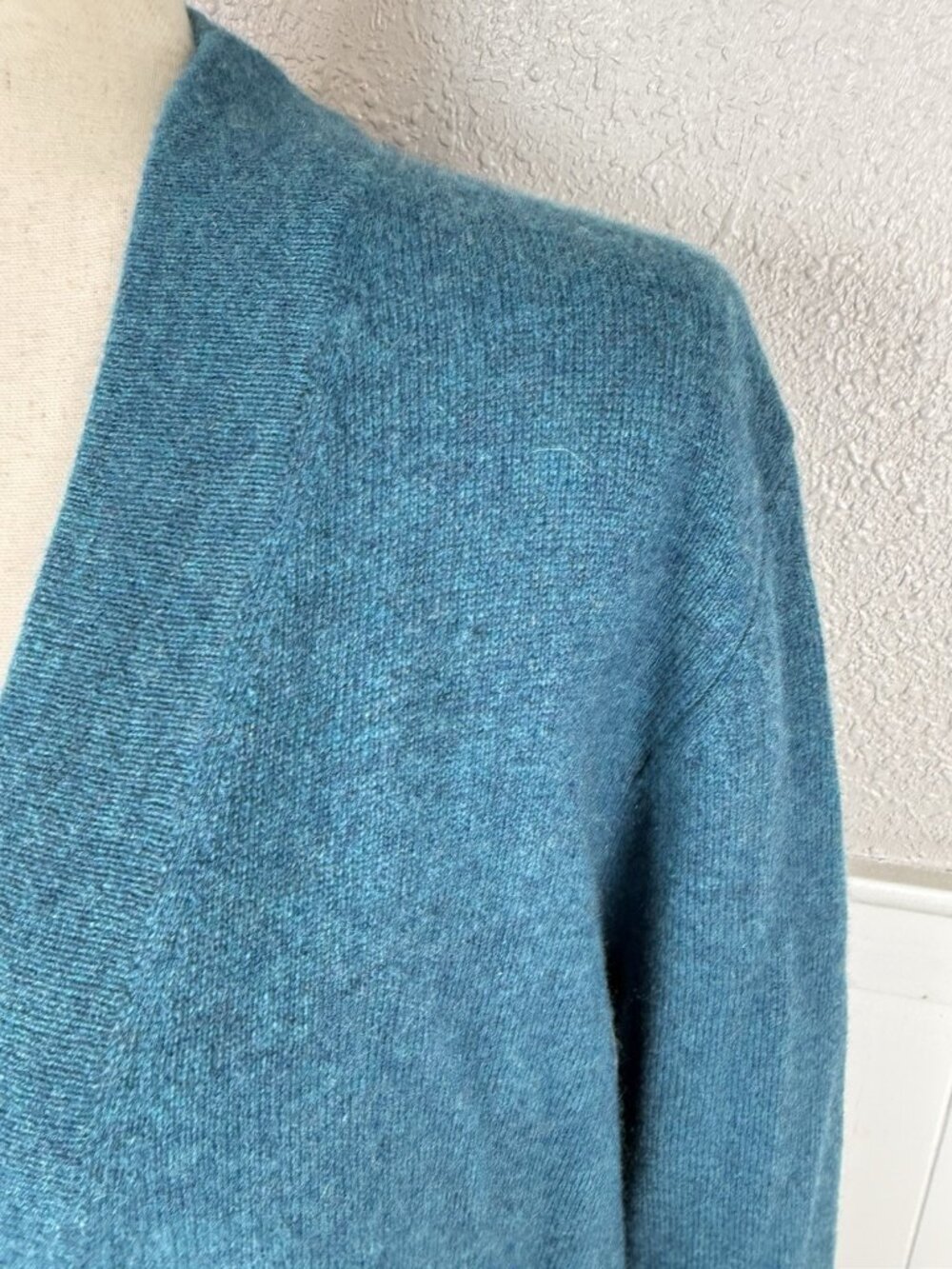 Charter Club Luxury 100% Cashmere Open Front Cardigan Size XL Teal Classic - Picture 3 of 9